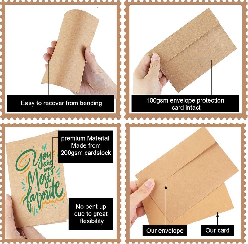 Joyberg Blank Cards and Envelopes 4x6, 30 Pack Brown Invitation Cardstock with Envelopes, Thank you Blank Greeting Cards and Envelopes, for All Occasions DIY, Print custom (60 Pcs) - Image 5